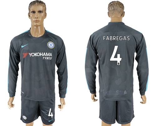 Chelsea #4 Fabregas Sec Away Long Sleeves Soccer Club Jersey - Click Image to Close